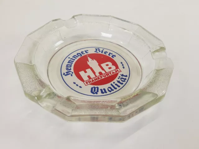 Vintage HENNINGER BIERE BEER Brewery Advertising Cigar Glass Ashtray