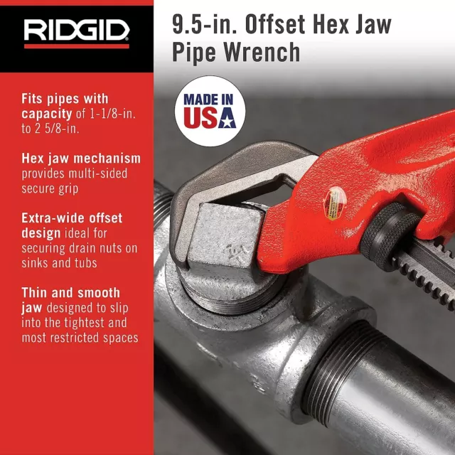 RIDGID 31305 Model E-110 Hex Wrench, 9-1/2-inch Offset Hex Wrench 2