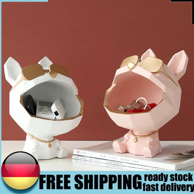 Bulldog Storage Decor Candy Sundries Resin Animal Sculpture for Home Living Room