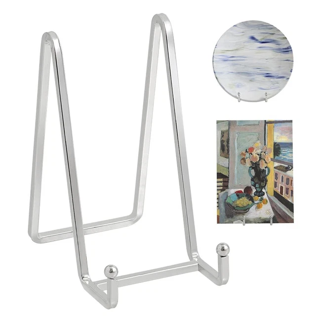 Chevalet Support Presentoir Porte Assiette,Présentoir en fer,décoratifs Plaque Support,pour Image,Livres de Cuisine(3 pouces)argent - Maison