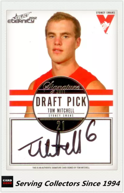 2012 Select AFL Eternity Draft Pick Signature Card DPS11 Tom Mitchell (Sydney)