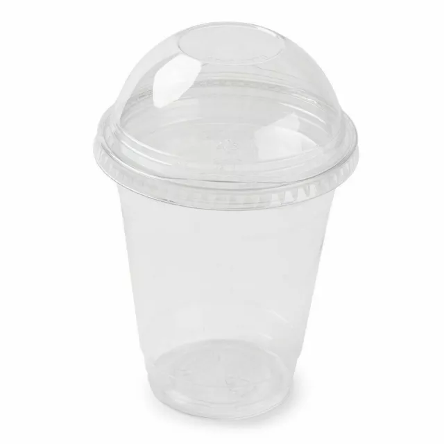 50-Pack 10oz Clear Plastic Smoothie Cups with Dome Lids for Milkshake Juice