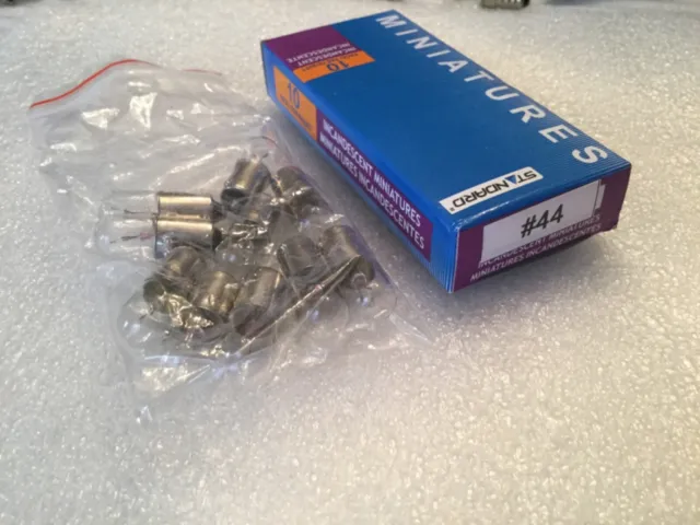 10 Pack of Standard # 44 Miniature Lamp Bulbs Mini Bayonet 6.3V 0.25A BA9S ..NEW