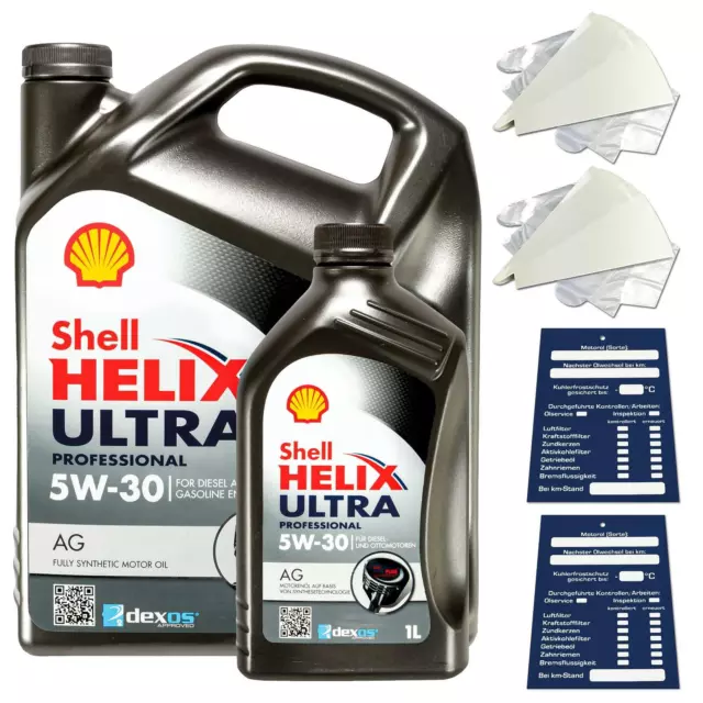 6 Liter original Shell Helix Ultra Prof. AG 5W30 Motoröl 550040557 ACEA C3 SET