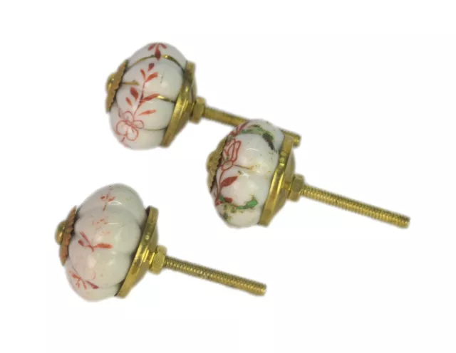 Beautiful Flower Design Furniture Décor Ceramic Door /Table Knobs (3pcs) i24-217