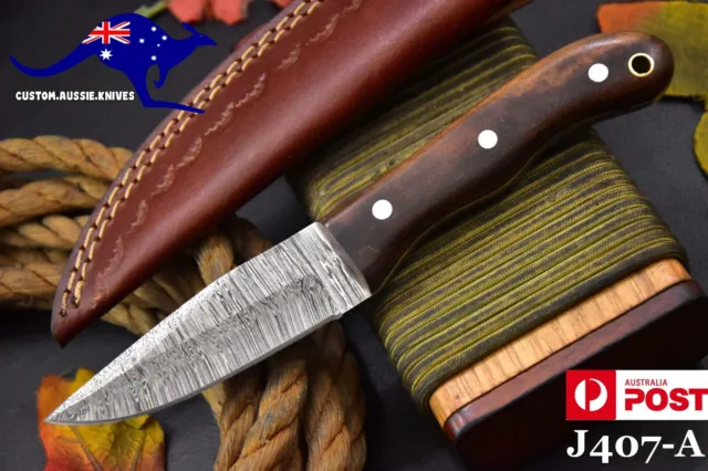 Custom Damascus Steel Hunting Knife Handmade With Walnut Handle (J407-A)