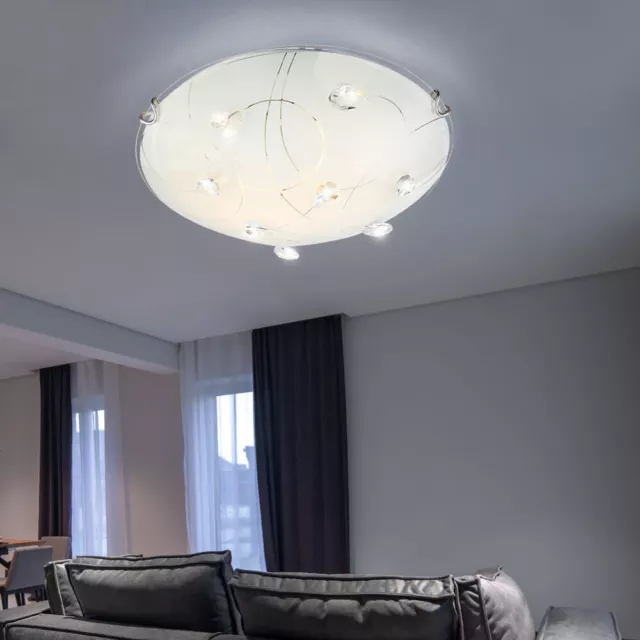 Luxus LED Lampe De Plafond 14W Verre Décor Dxh 30x9 CM Couloir Bureau Vestibule