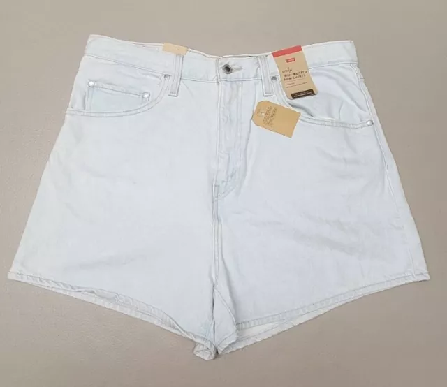 NUEVOS Pantalones Cortos Levis SilverTab Cintura Alta Mamá Mujer Talla 33 Lavado Ligero Denim