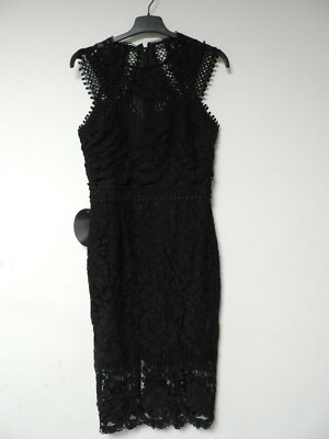 Lipsy Vip Lace Embroidered Midi Dress Black Size UK 18 rrp £110 DH001 QQ 09