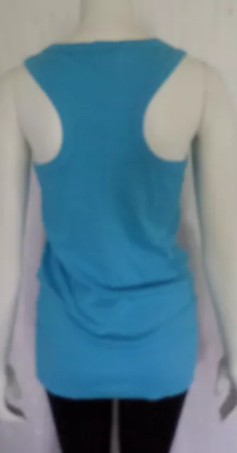 Damen Shirt  Long-Shirt Muskelshirt Tank-Top Türkis Baumwolle leicht tailliert N