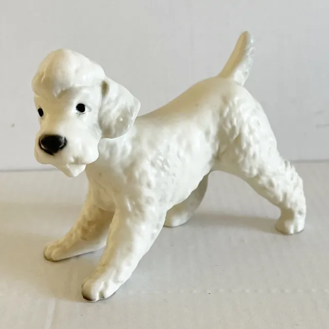 Poodle Figurine Porcelain 3” Tall x 4” Long White Grey Walking Playing Vintage