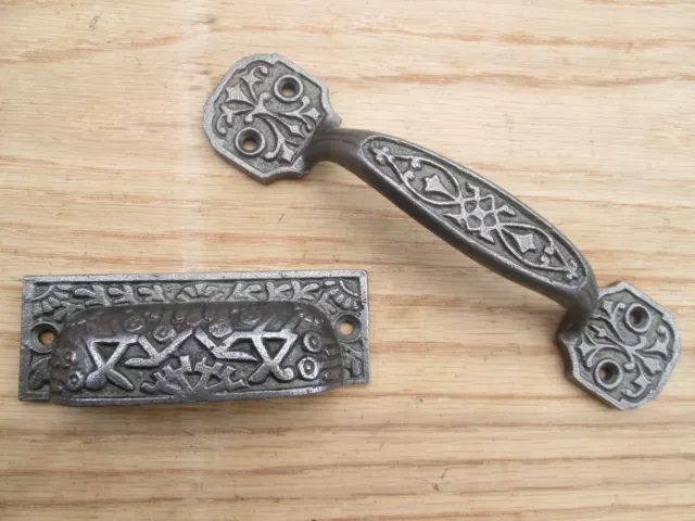 INCA cast iron victorian vintage chest drawer cupboard cabinet door pull handle