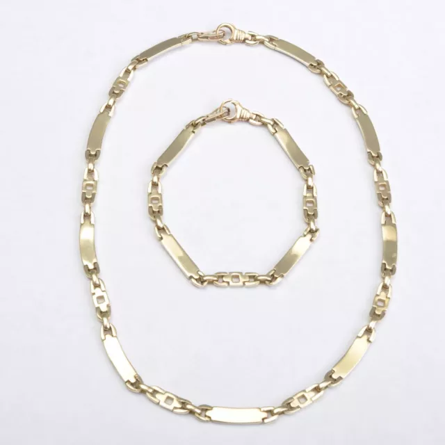 Set de Bijoux En Chaîne et Bracelet 14 Carat / 585 or Jaune , 47,1 Grammes