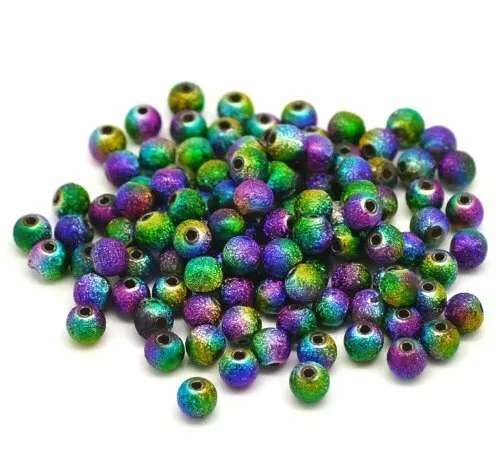 100 multicolor Stardust Runde Perlen Acryl Spacer Perlen 6 mm ø 2