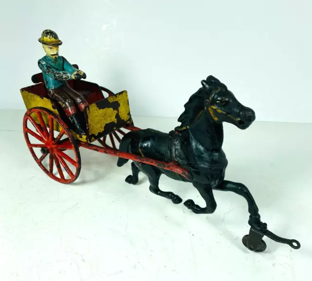 Vintage Pratt & Letchworth Cast Iron Horse Drawn Dog Cart - Hubley Kenton