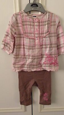 M&Co cute baby girls embroidered outfit top & leggings BNWOT age 3-6 months