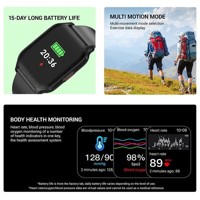 SMART WATCH MEN/WOMEN For iPhone Android Waterproof Smartwatch Fitness