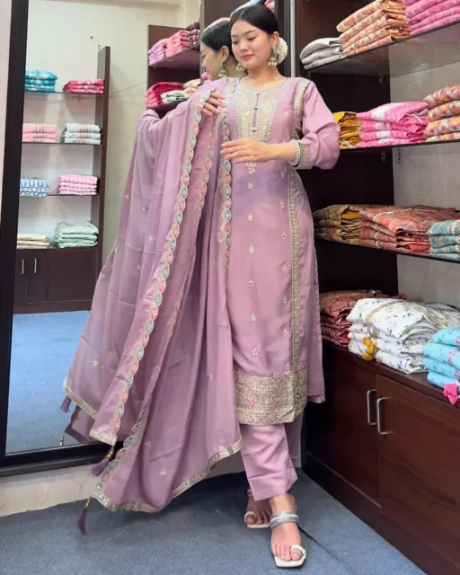 Party Chinnon Bollywood Salwar Kameez Dress Designer Suit Indian Pakistani Wear