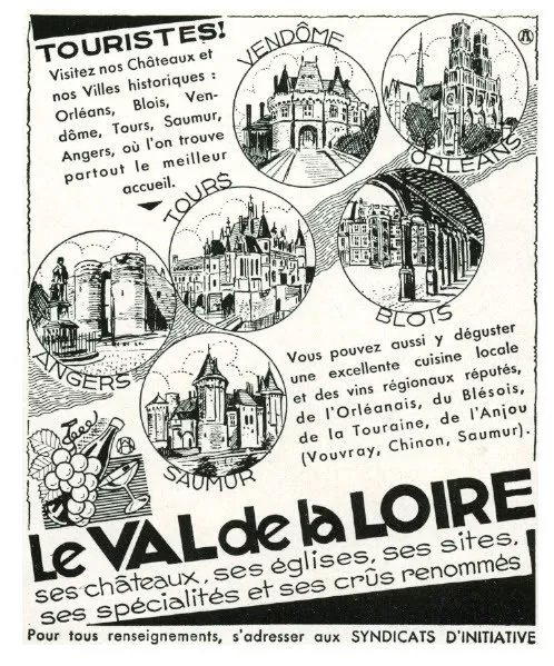 Publicité ancienne le Val de la Loire 1933 issue de magazine