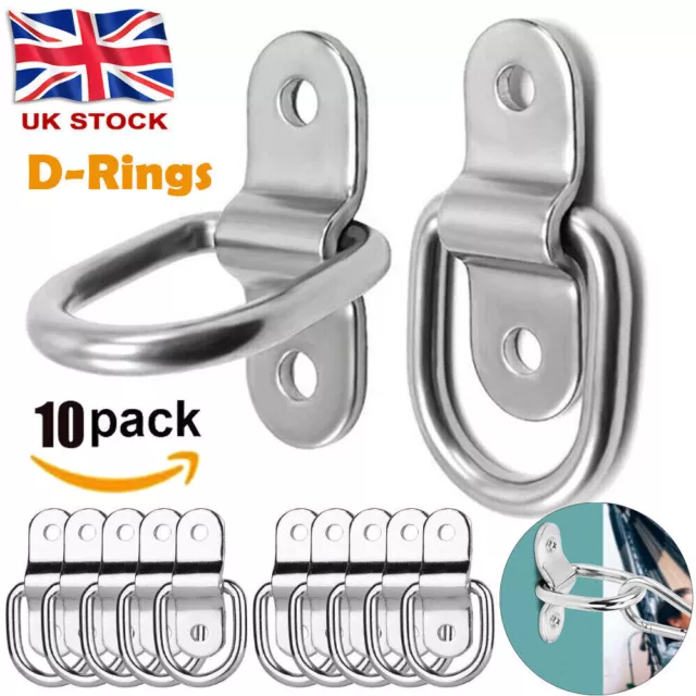 10 Pcs Lashing D Ring Tie Down Anchor Rings Bracket Mounting Plate Truck Load UK