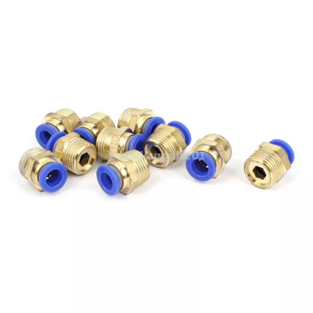 A● 10Pcs Tube OD 8mm x 3/8BSP Push In Quick Release Air Fitting Connector