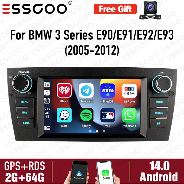 Autoradio Android NHOPEEW Per BMW Serie 3 E90/E91/E92/E93 (2005-2013) – 9” Touch CarPlay Wireless, GPS, WiFi E Telecamera Posteriore