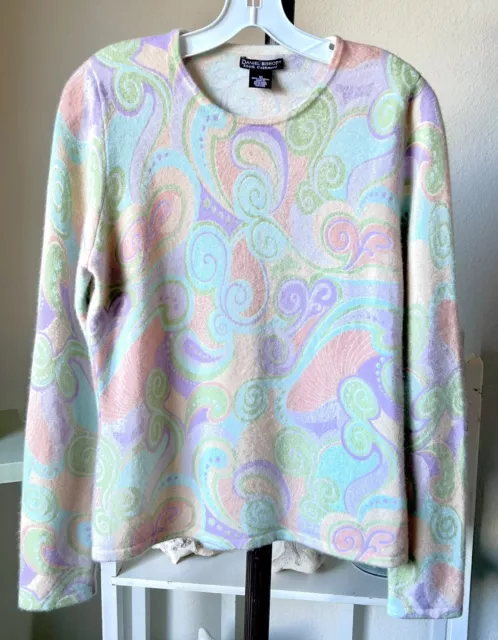 Beautiful Daniel Bishop Paisley Print Cashmere Pullover Sweater-Size Medium