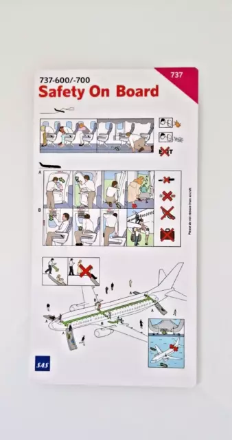 SAS Scandinavian Airlines Safety Card Boeing 737-600/700