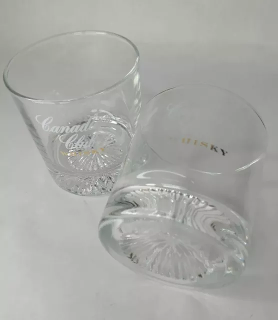 Canadian Club Whiskey Round Rocks Glasses Set Of 2