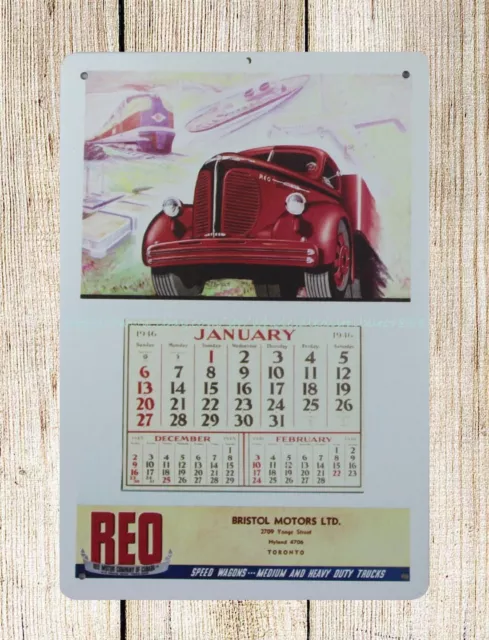 reproduction wall decals Reo Trucks Calendar metal tin sign