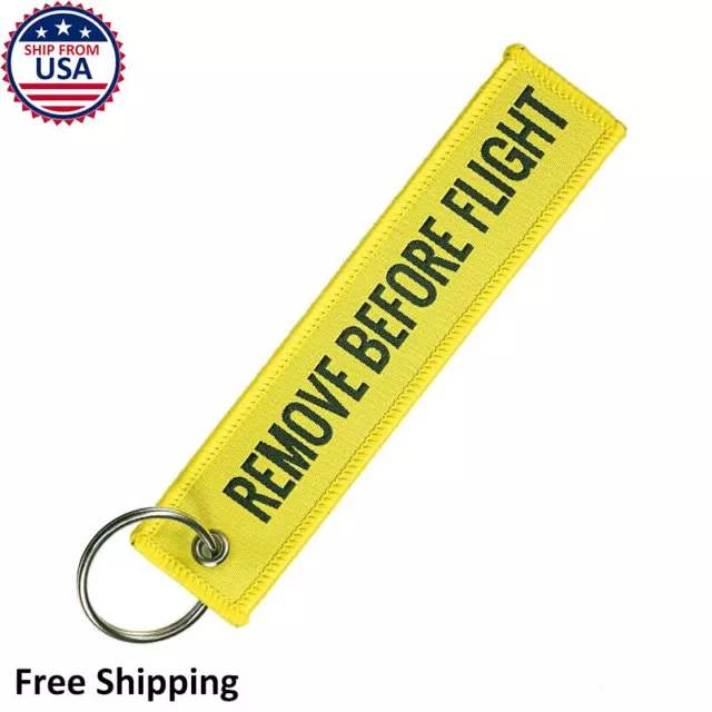 Remove Before Flight Yellow Pilot Aircraft Keychain Tag Travel Luggage Bag Tag