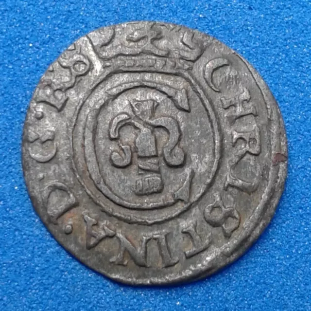 1 Solidus - Christina  1645  Swedish Livonia. Billon Coin.