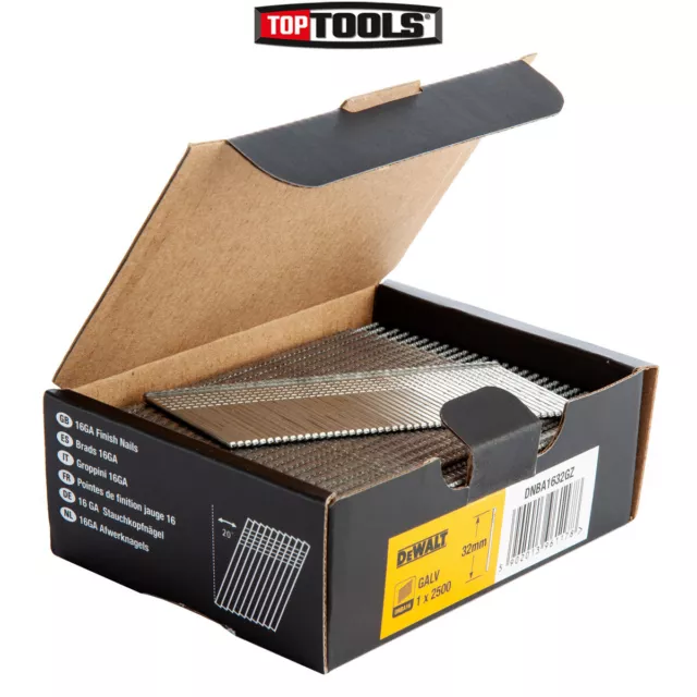 DeWalt DNBA1632GZ 16 Gauge 32mm 2nd Fix Galvanised Angled Brad Nails 2500 Pieces