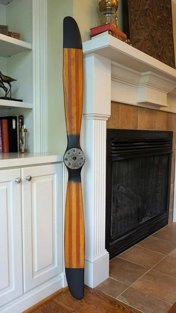 WWI Era Replica Mahogany Wood Wooden Airplane Aircraft Propeller 70" Black Tips WWI Era Replica Mahogany Wood Wooden Airplane Aircraft Propeller 70" Black Tips