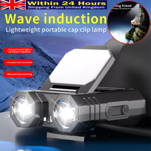 LED Rechargeable Cap-Clip-on Head Lamp  Hat  Torch Light Camping