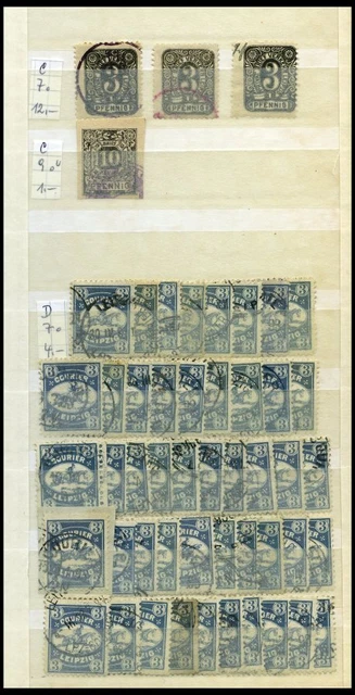LEIPZIG 1886-97, Partie von 340 Werten mit C 7,9, D 7, aus F 2-19,, u.a. mit Mi.