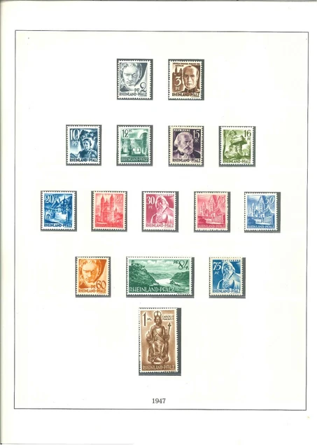 Sammlung Französische Zone Rheinland Pfalz komplett ohne Block 1 ** - Mi. 380,-