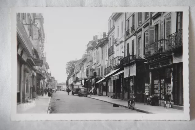 Cpa carte postale photo Bergerac (Dordogne) rue 26 mars camion pompiers 1957