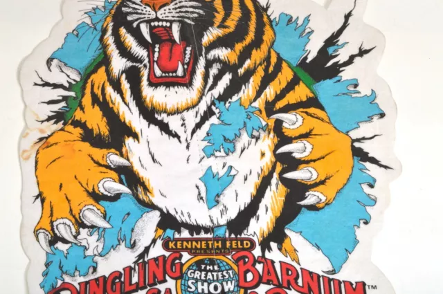 Vtg Ringling Bro Tiger Pennant Barnum & Bailey Circus Felt Placard Poster Stiff 3