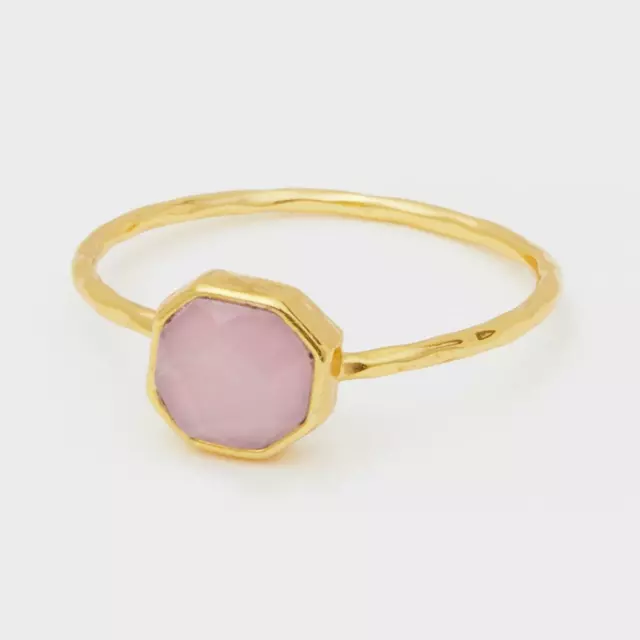 Gorjana Power Gemstone Rose Quartz Charm Gold Ring Size 8 189301831G