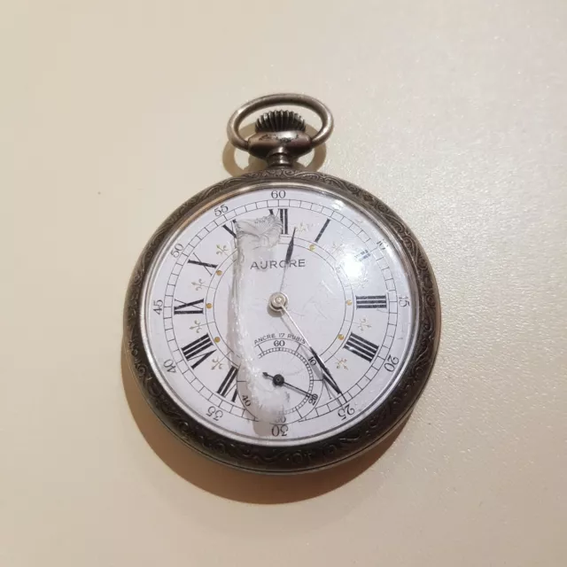 LARGE AURORE ANCRE 17 Rubis Pocket Watch With White Face 25.00