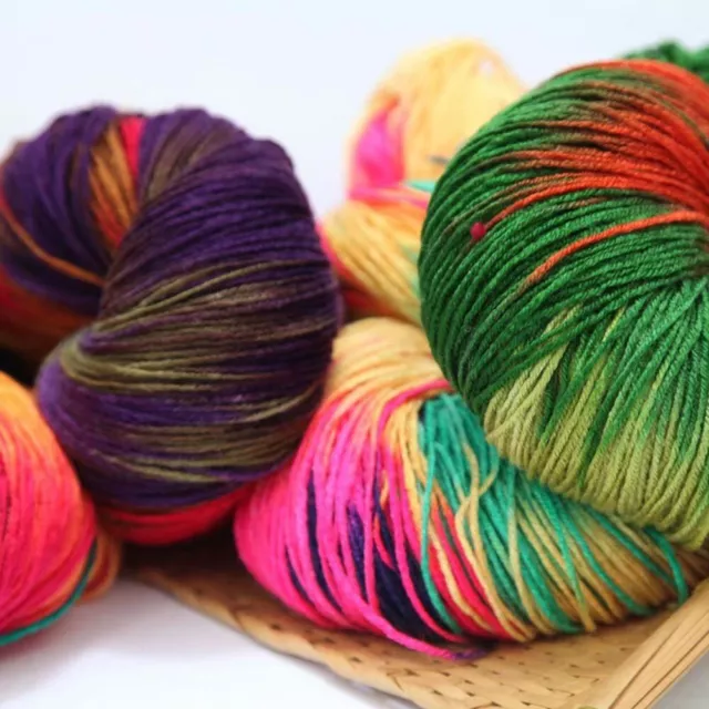 Colorear hilo zapatos de lana artesanía abrigos suéter sección arco iris