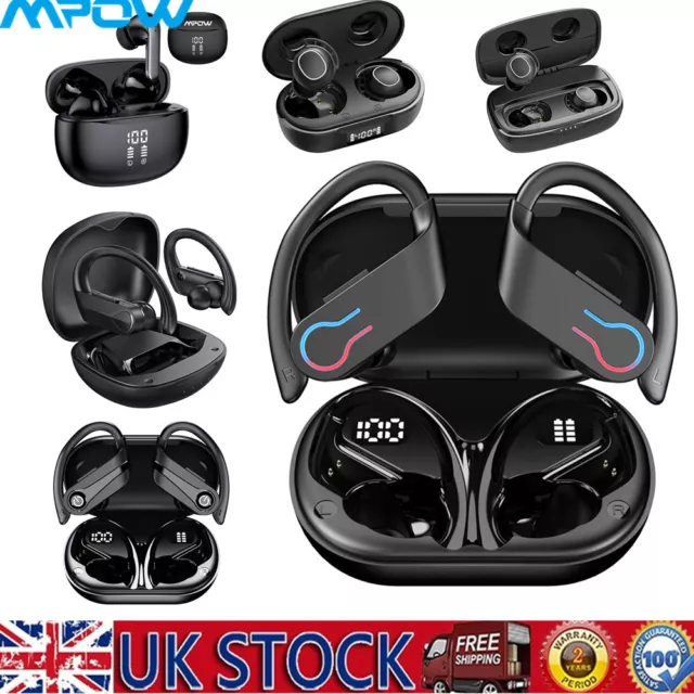 MPOW Wireless Earbuds Sports Gym Bluetooth Earphones Headphones Bass Waterproof