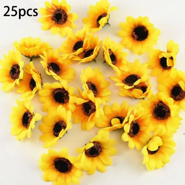 Vibrant Silk Sunflower Heads Perfect for Weddings Parties and Crafts Pack of 25
