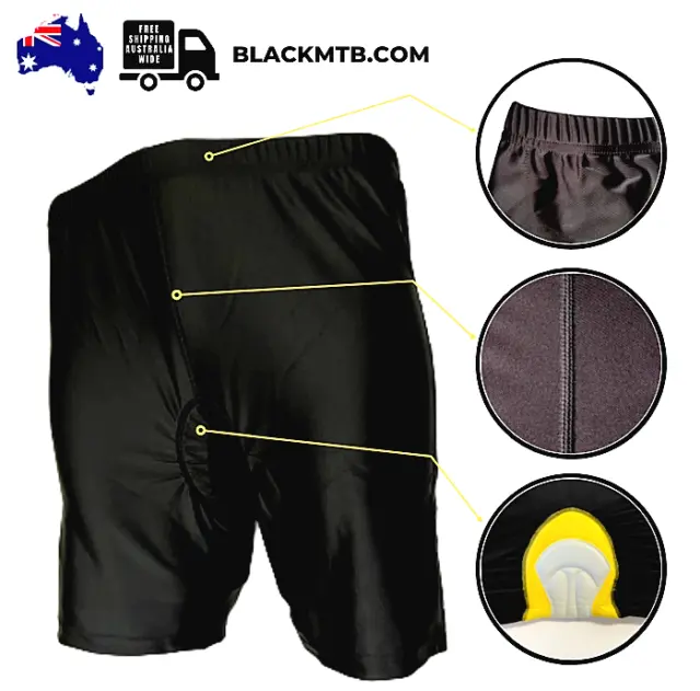 Men's Cycling Inner Shorts Anti-Bac Padding  MTB Bike Black