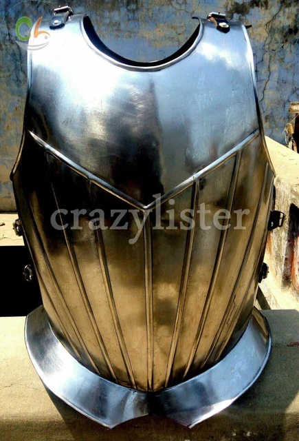 Muscles Leather Strap Medieval Jacket Armor Wearable Costume Silver Finish