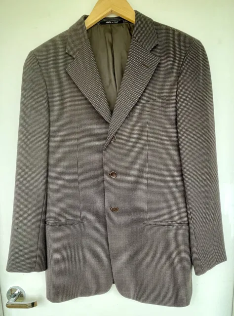 Armani Collezioni 39R Brown Wool Check 3-Button Sport Coat Blazer Made In Italy