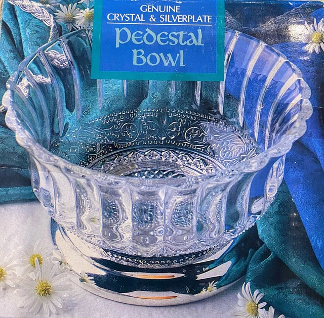 PEDESTAL BOWL COLLECTORS Crystal & Silver Plate Vintage Holiday Candy
