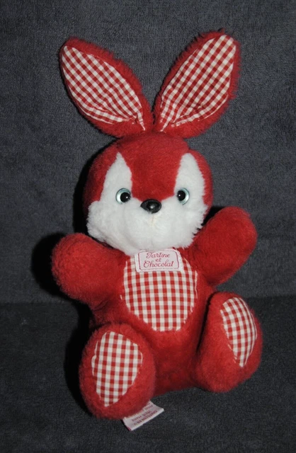 Doudou lapin rouge blanc vichy TARTINE ET CHOCOLAT