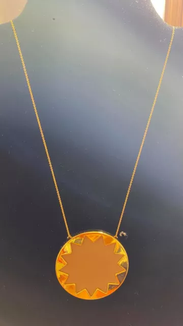 House of Harlow Yellow Sun Pendant Gold Plated Necklace 32" $63 NWOT #299877